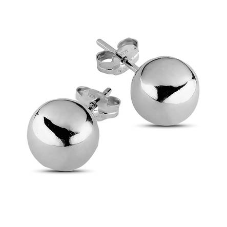 7mm valkokultaiset pallo korvakorut - Naisten korvakorut - 100251W - 1