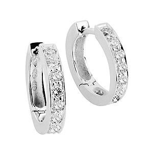 Myötätuuli V-320w timanttikorvarenkaat valkokultaa - Naisten korvakorut - V-320W - 1