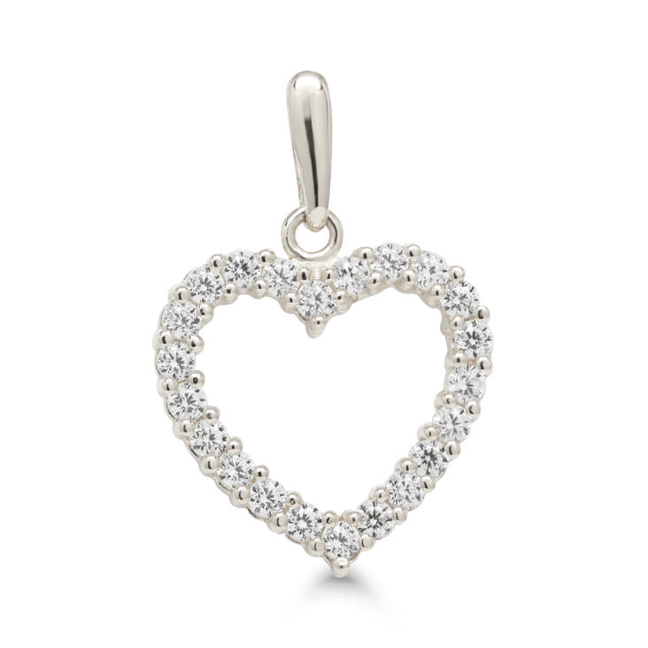 Valkokultainen sydänriipus zirkoneilla - Naisten kaulakorut - K-P60107ZW - 1