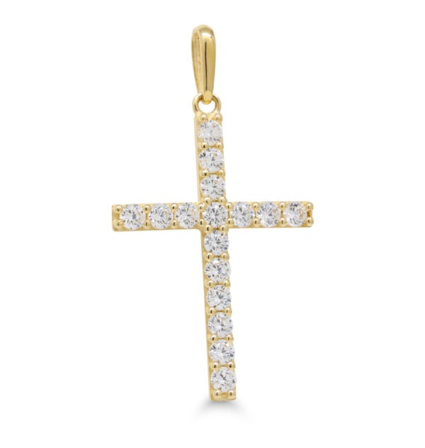 Risti, keltakultaa ja zirkon kiviä - Ristit - K-P66696Z - 1