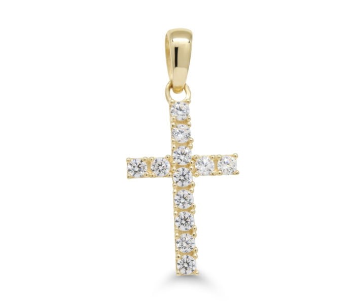 Risti, keltakultaa ja zirkon kiviä - Korut - K-P64664Z - 1